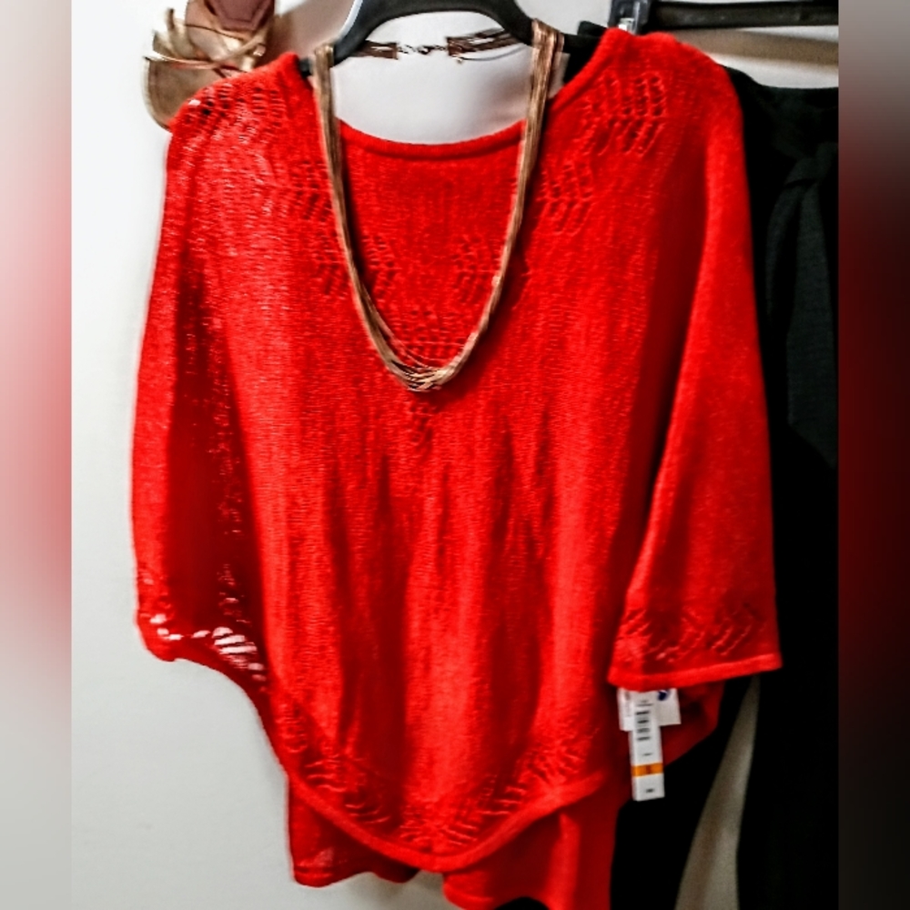 Poncho Style Knit Tunic Sweater